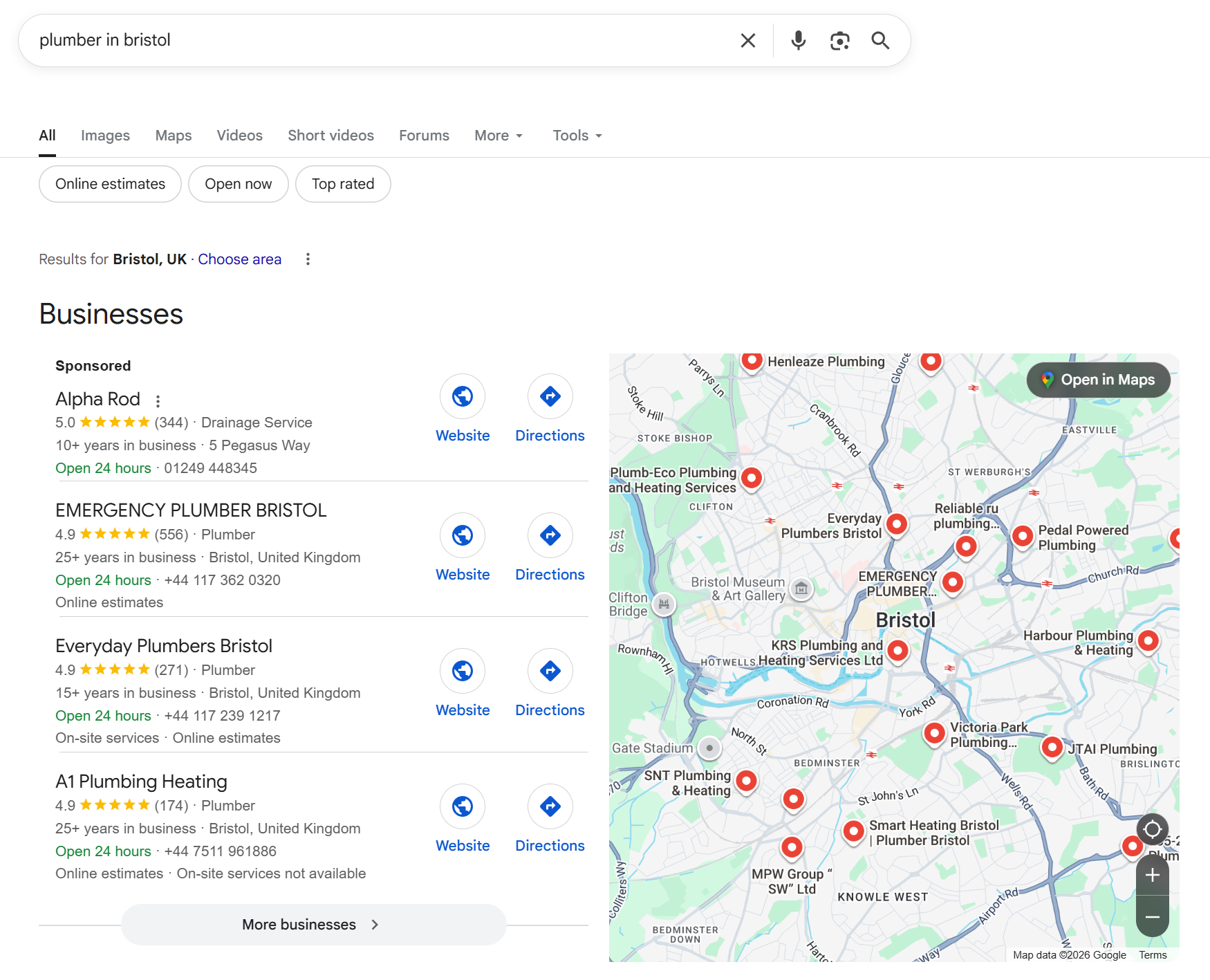 screenshot illustrating the importance of using the service name + location